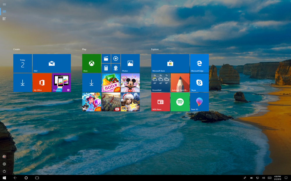 win10 start screen