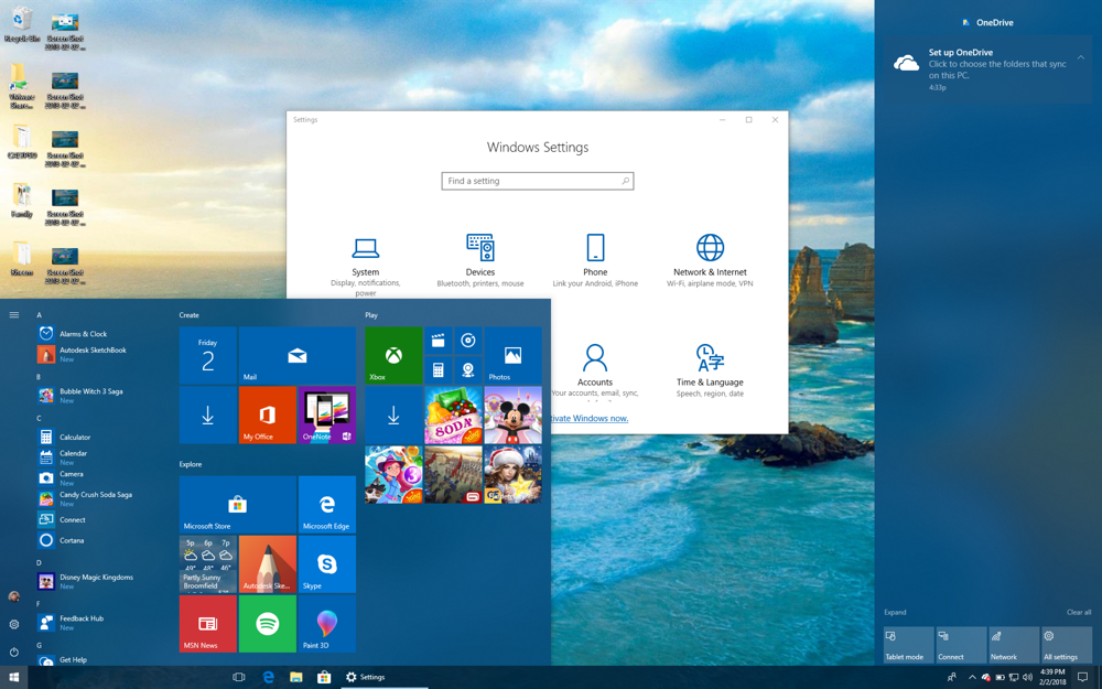 win10 in desktop / start menu mode