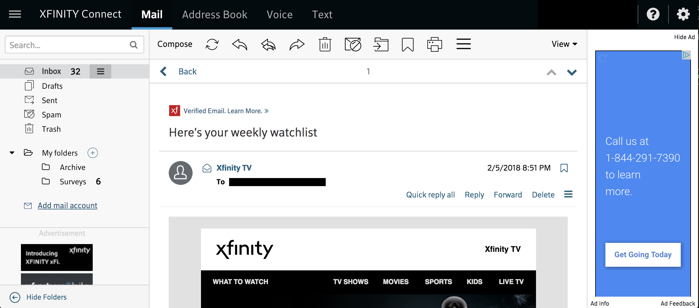 xfinity webmail layout