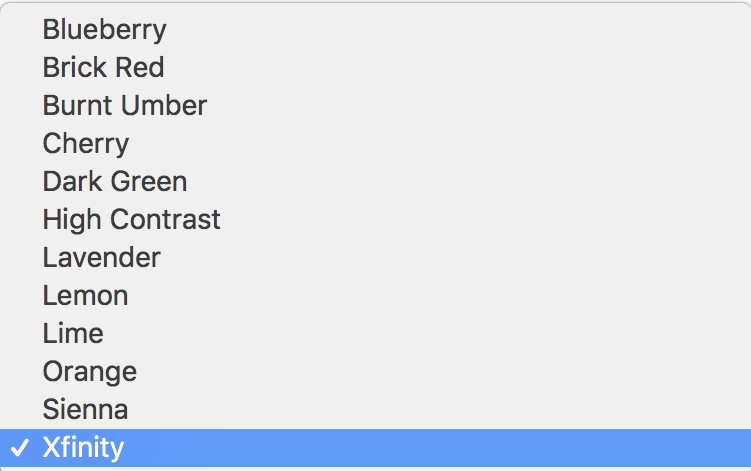 xfinity webmail theme color scheme choices options