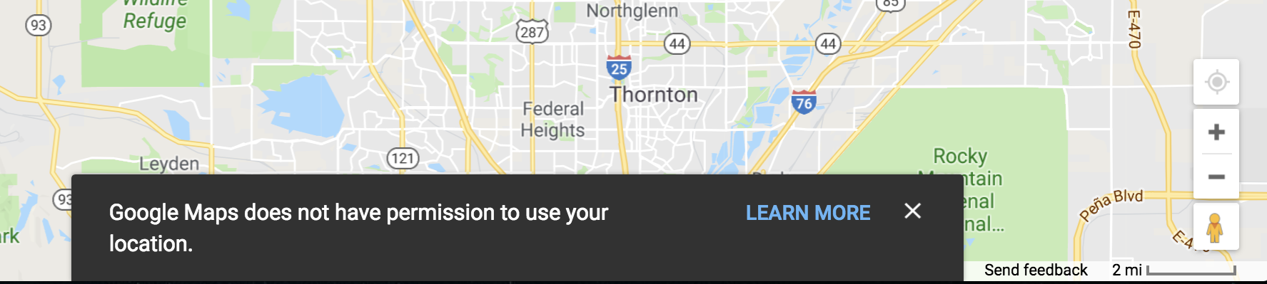 google maps does not have permission to use your location