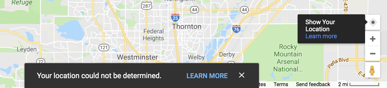 google maps - location could not be determined