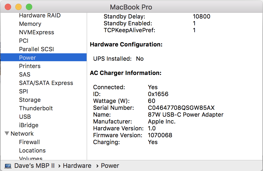 87W charger but only 60W to MacBook