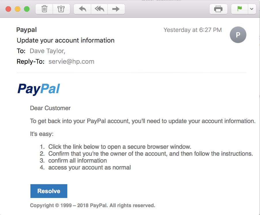 paypal phishing scam email