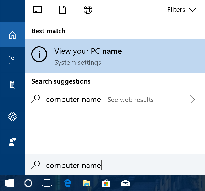 cortana search 'computer name'