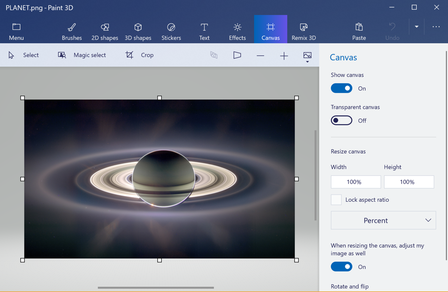 paint 3d crop tool labels win10