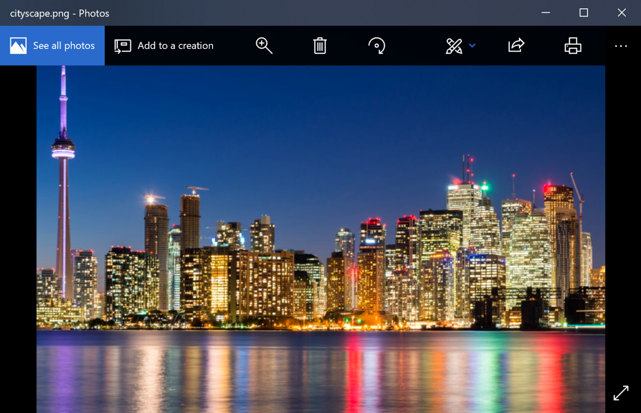 png photo image in microsoft windows photo app program