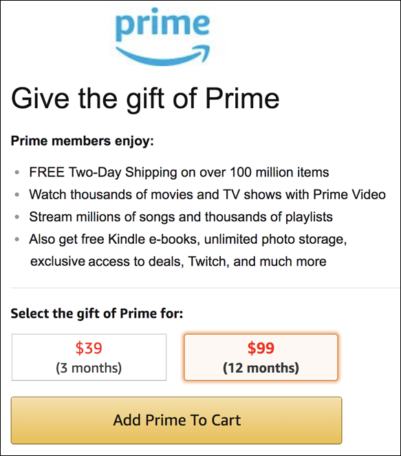 gift amazon prime membership