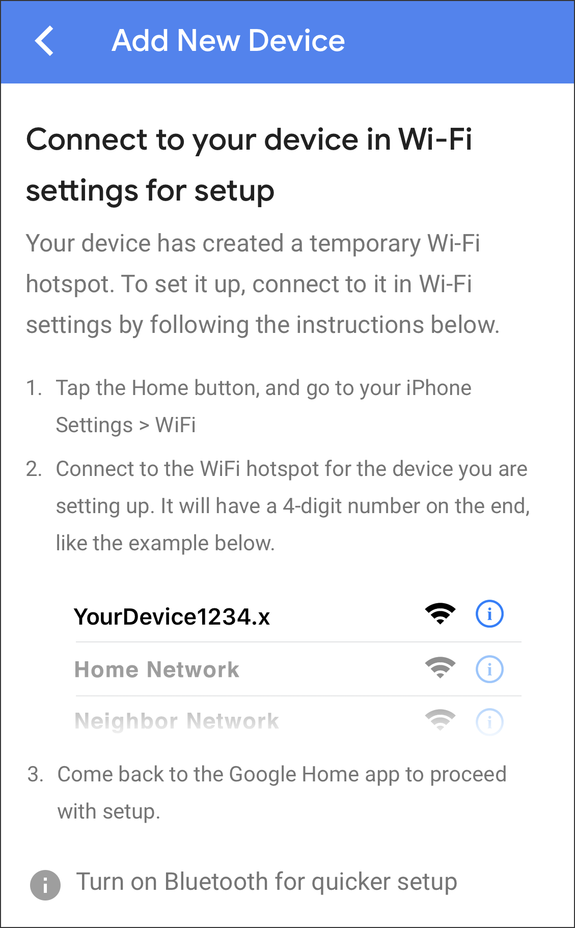 info settings google home
