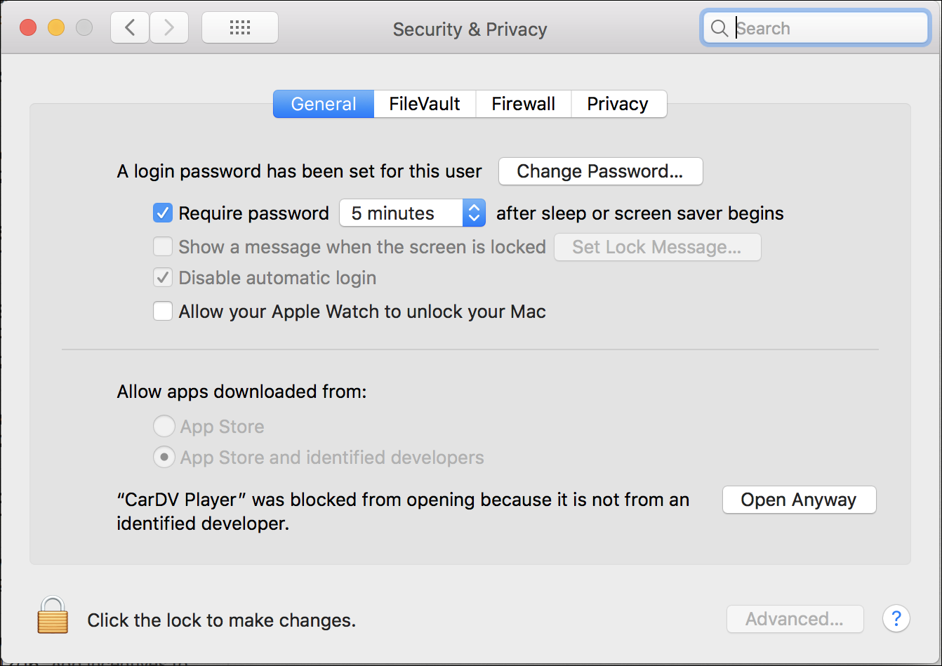 macos x > security and privacy > settings preferences