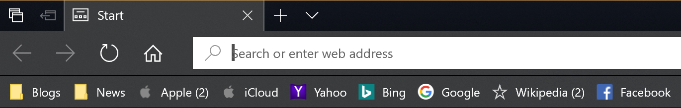 microsoft edge favorites bar - with site icons bookmarks