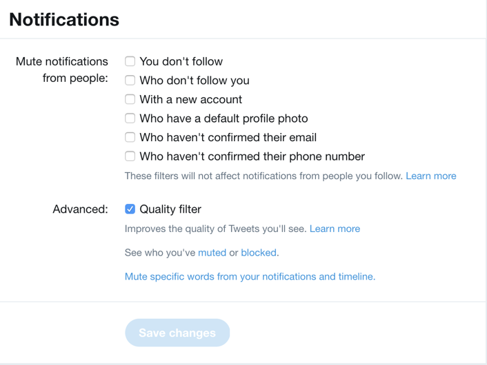 twitter notification settings
