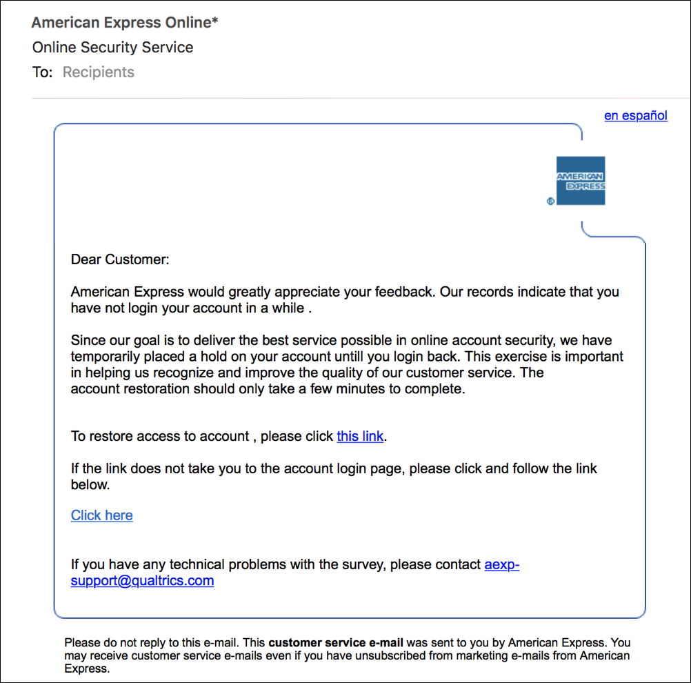 bogus fake phishing amex american express email