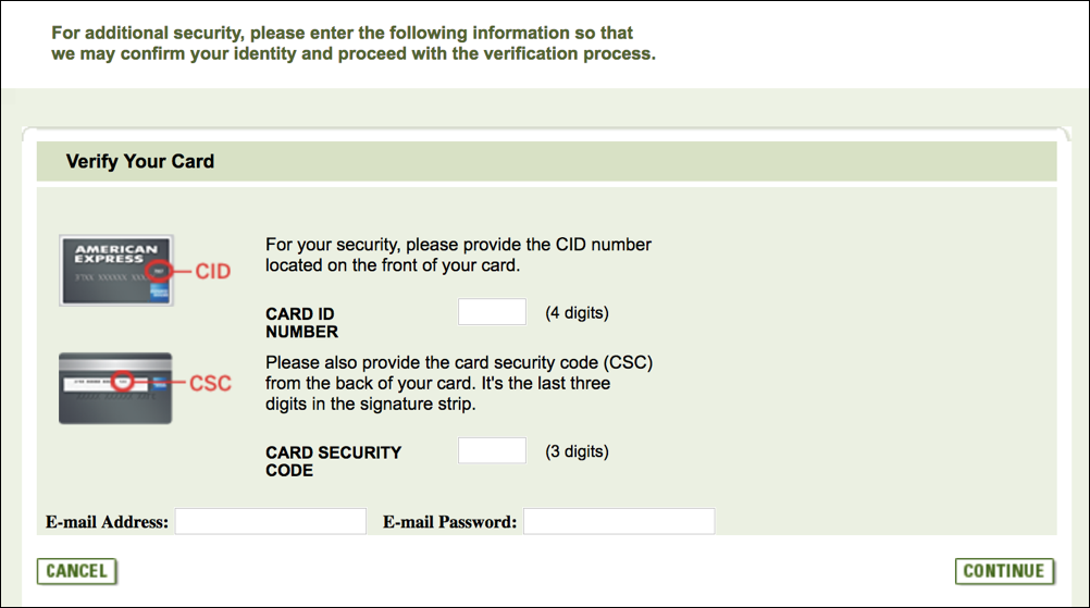 amex phishing - screen 2