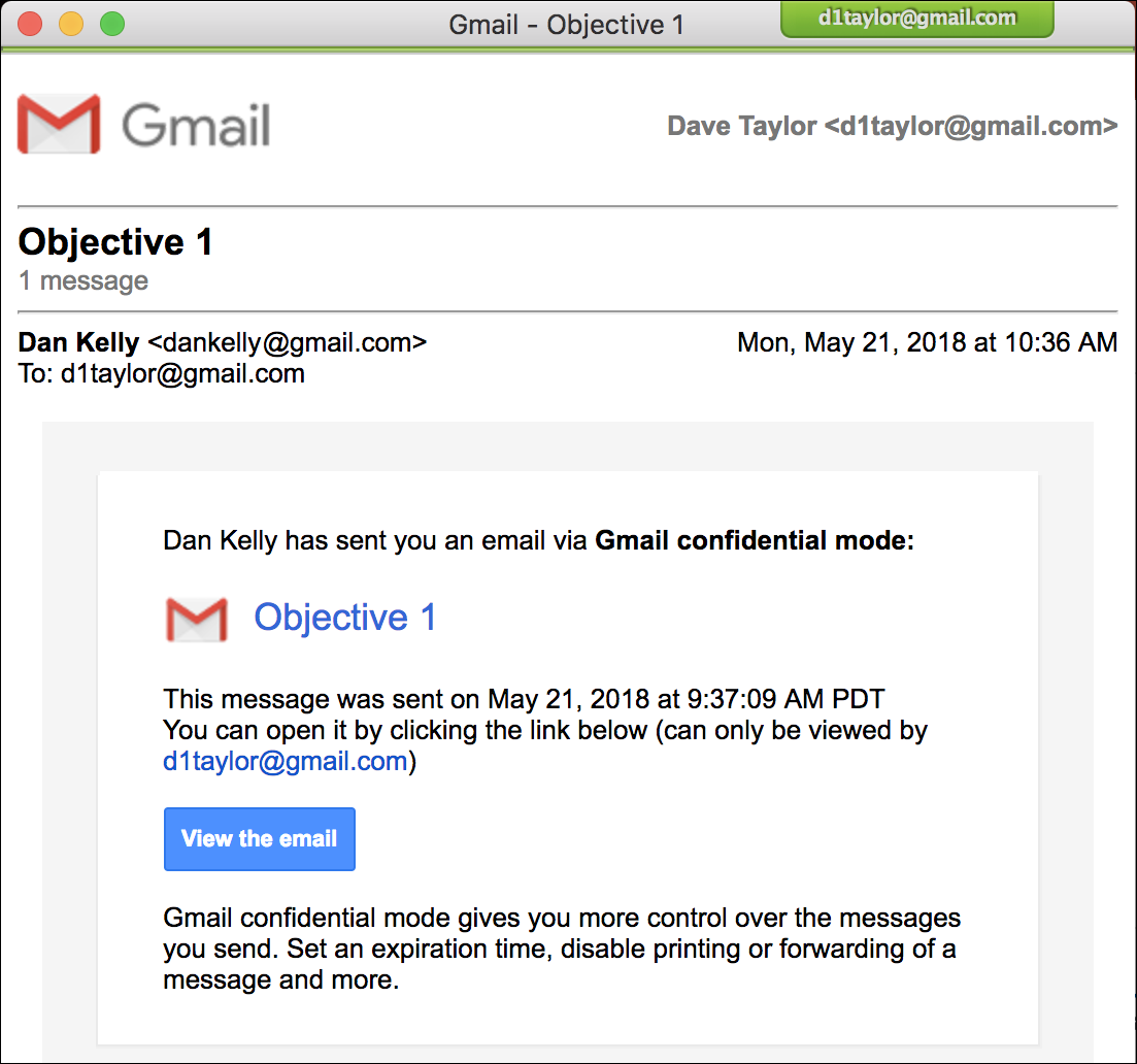 gmail print confidential email message