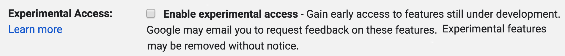 gmail experimental access