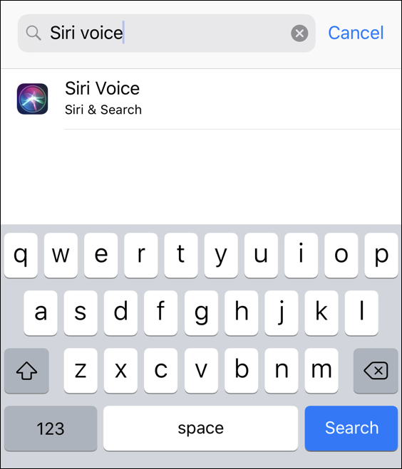 ios iphone settings search "siri voice"