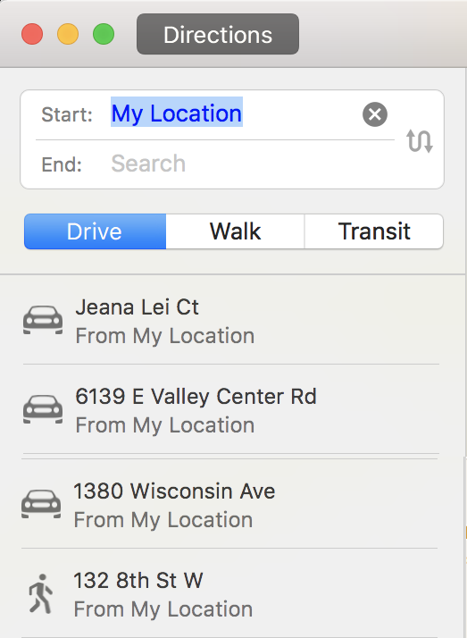 apple maps - get directions