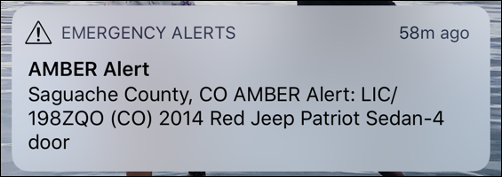 sample iphone amber alert