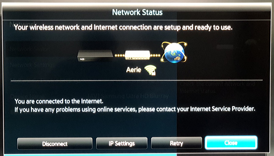 samsung blu-ray player - online network wifi