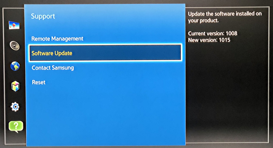 samsung blu-ray player - software update - version check