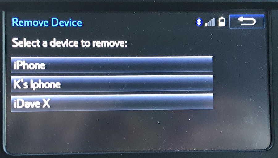 toyota bluetooth remove pairing