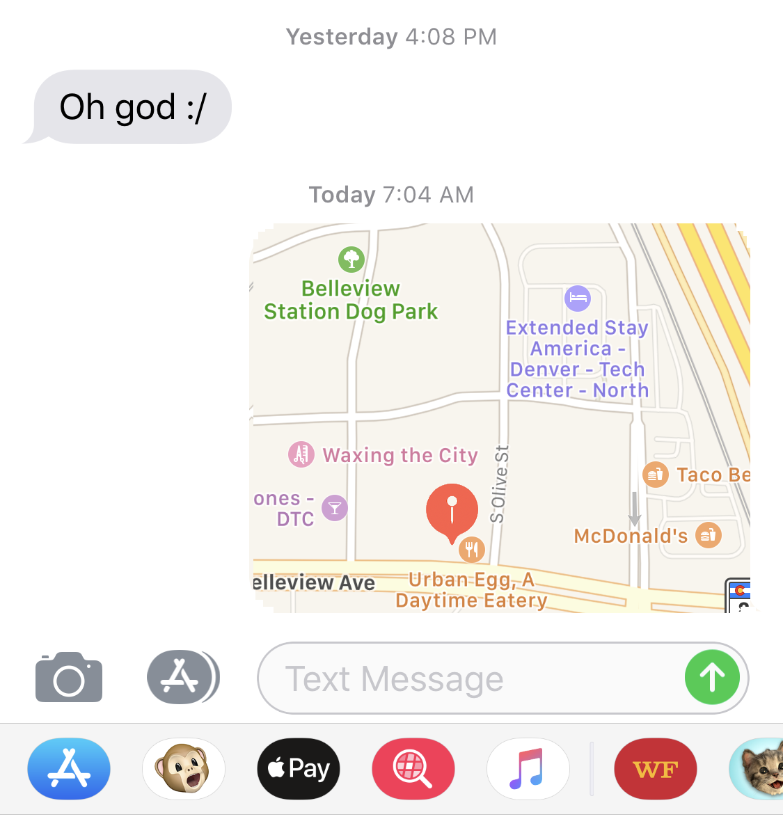 shared map location, apple messages