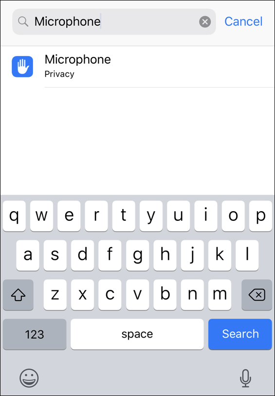 ios settings search: microphone