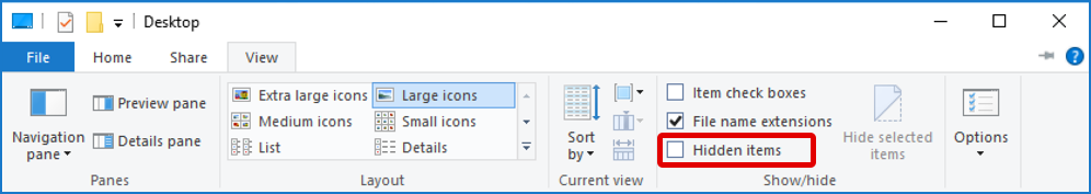 win10 file explorer - show hidden