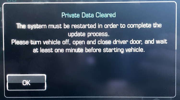 chevy mylink personal data cleared - restart car
