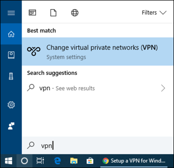 win10 search for 'vpn'