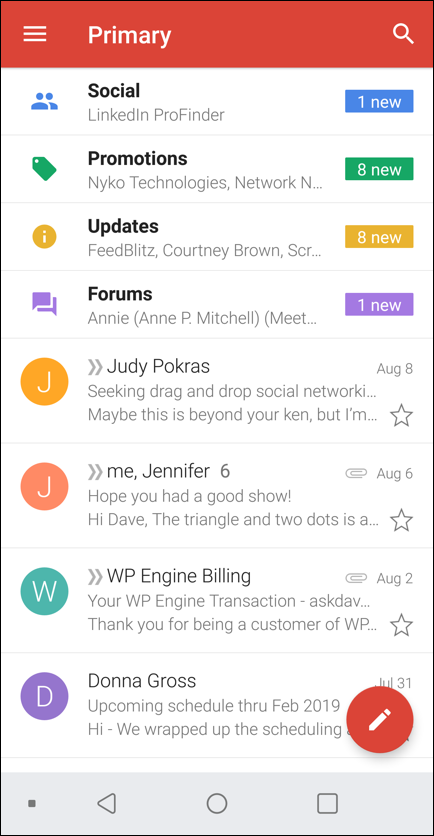 gmail android vertical orientation inbox