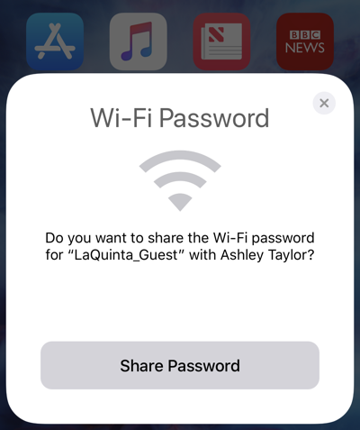 share wifi password? ios11