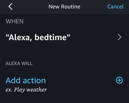 alexa routine - set up actions