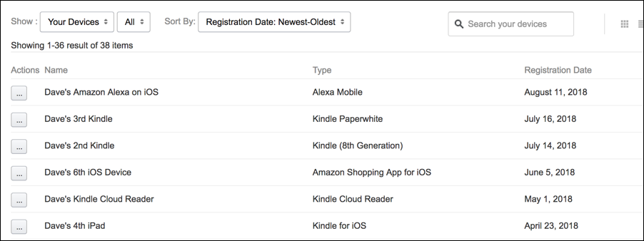 amazon kindle echo alexa devices list settings preferences