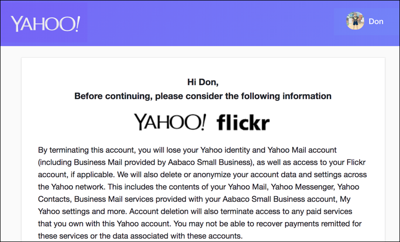 how to delete your yahoo flickr account 