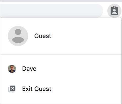 google chrome - guest menu