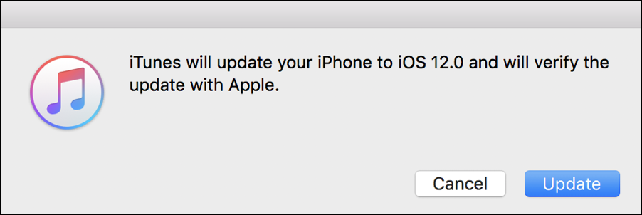 itunes ready to update iphone to ios12