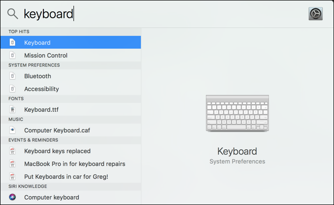 mac macos spotlight - keyboard