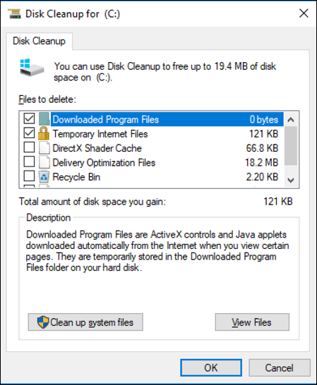 win10 disk cleanup after cleaning