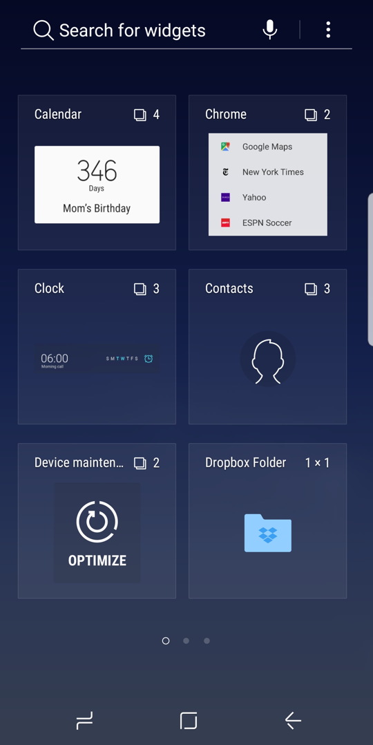 android - samsung experience - widgets