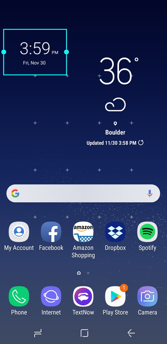 digital clock on home screen, android samsung experience