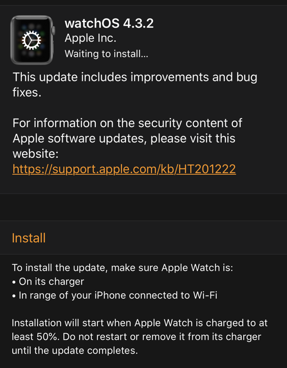 apple watch os update ready to install