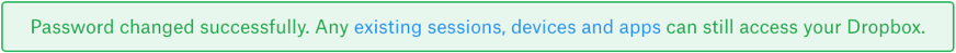 dropbox password change saved