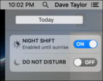 quick disable night shift mac macos x