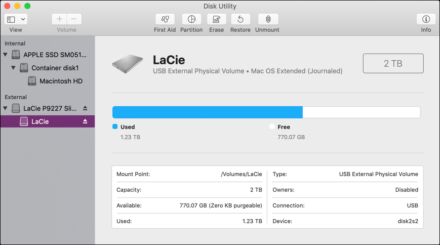 mac disk utility - external drive