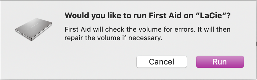 run first aid on disk macos mac