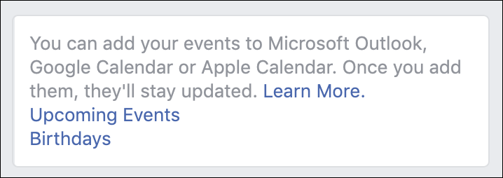 subscribe facebook calendar links