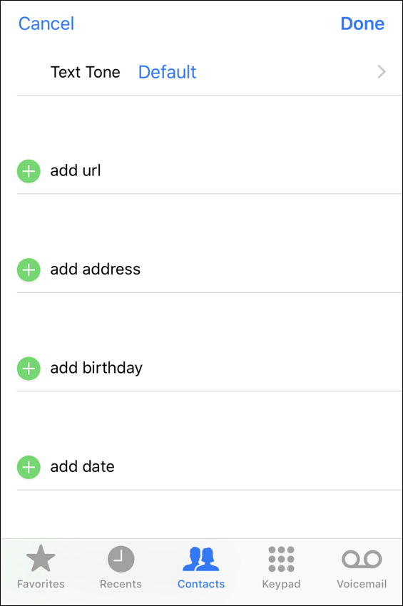 set birthday iphone contact