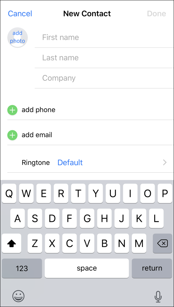 enter new iphone ios 12 contact phone number entry person